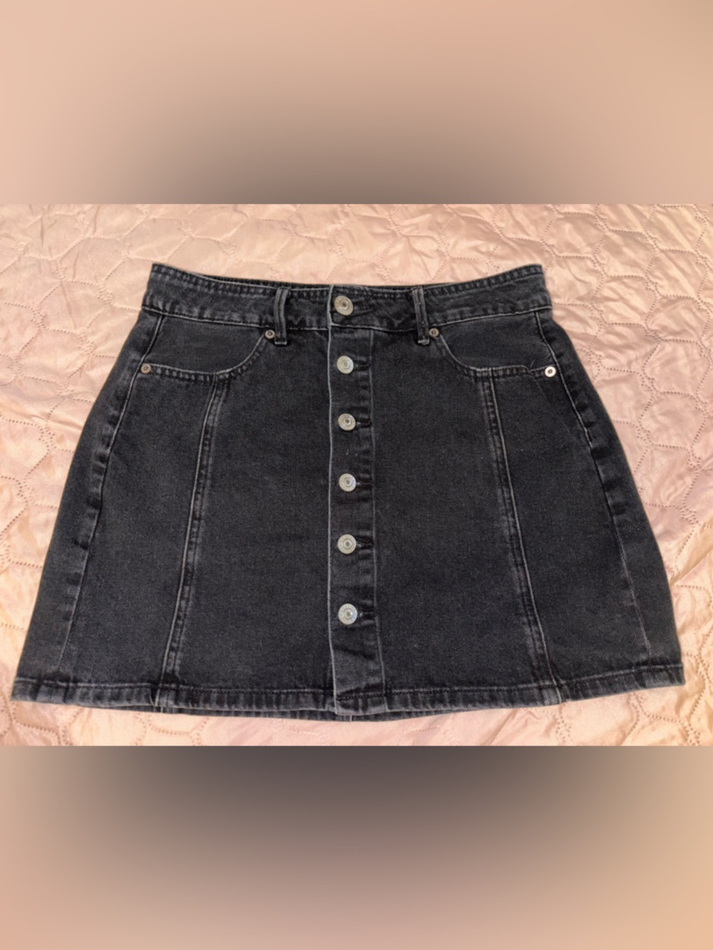 American Eagle Outfitters Black Denim Button Skirt